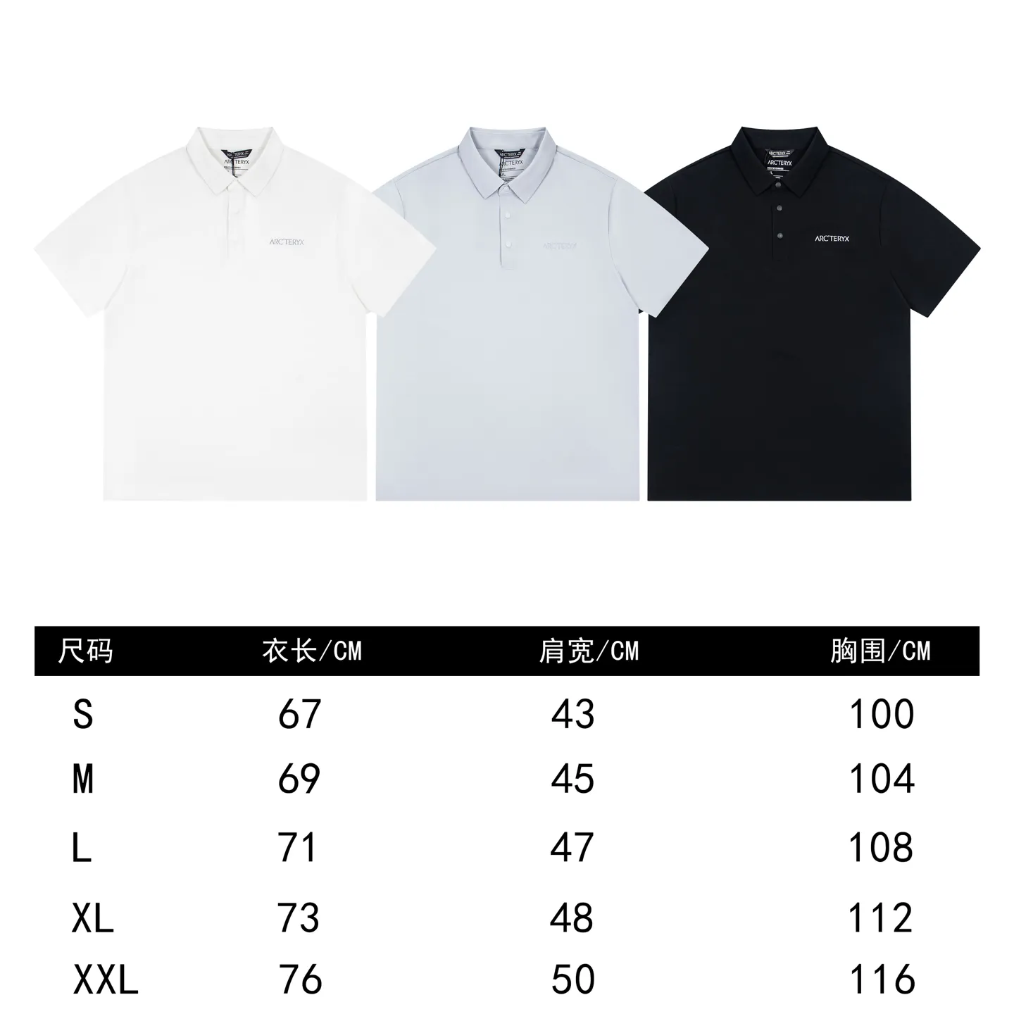 ARC'TERYX polo Same Style Breathable Same Style ：Black White Light Gray Sizes：S-XXL